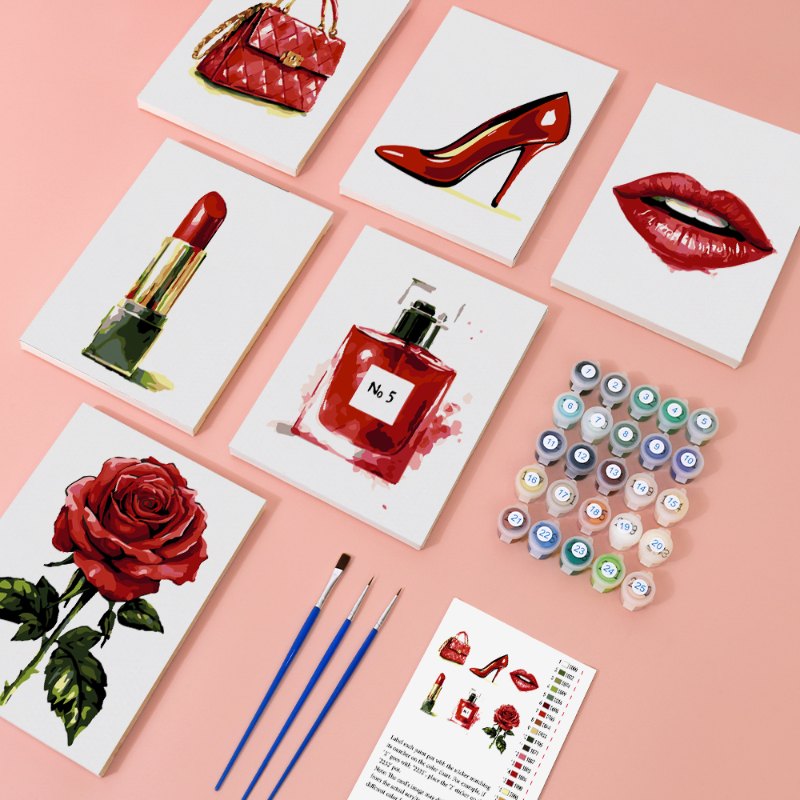 6 Mini Paintings - Red glamour set