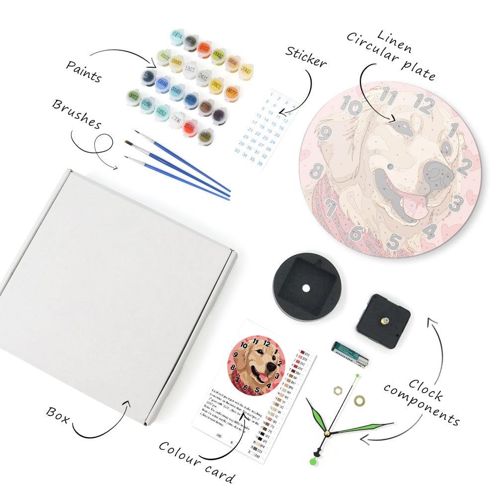 Painting by Numbers Clock – Sweet Dog