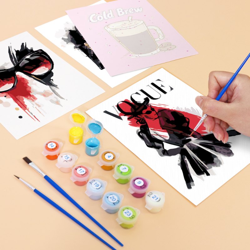 6 Mini Paintings - Red & Black glamour set