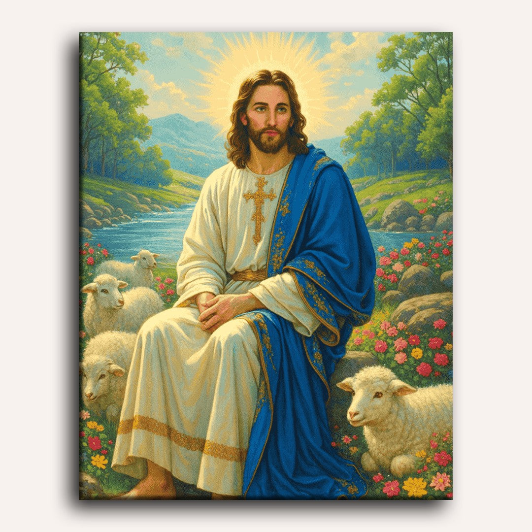Jesus with lambs | Paint by Number