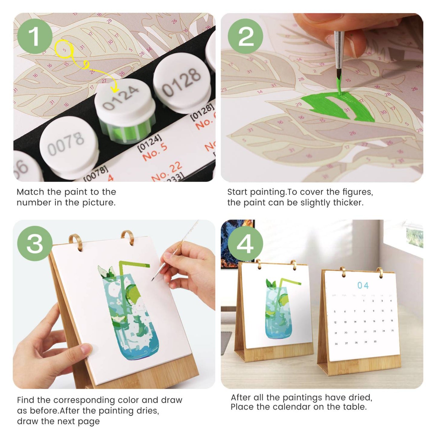 2026 Paint by Numbers desk Calendar | Cocktail Edition