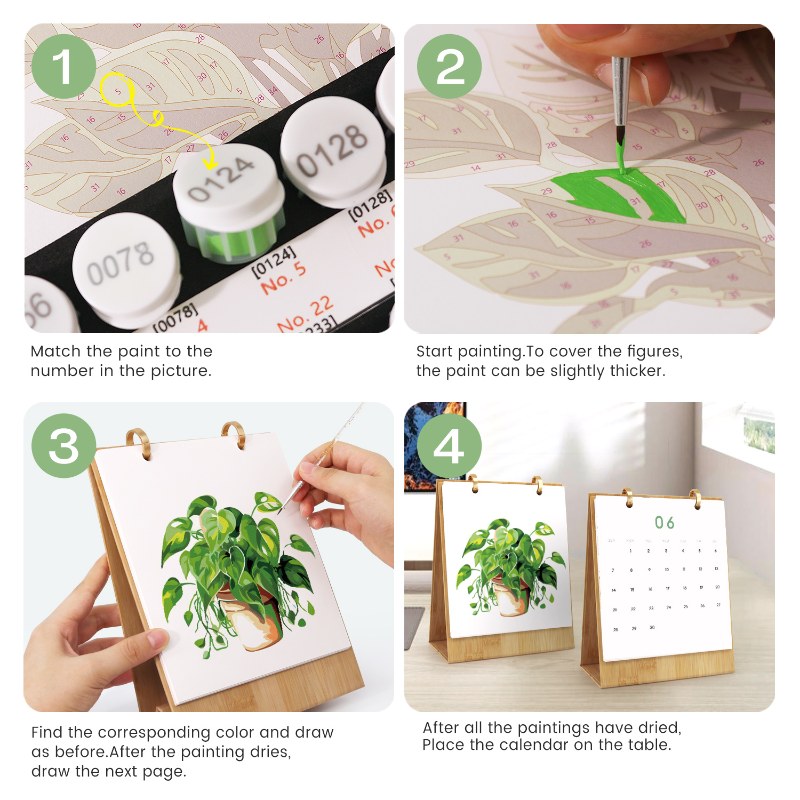 2026 Paint by Numbers desk Calendar | Plants Edition