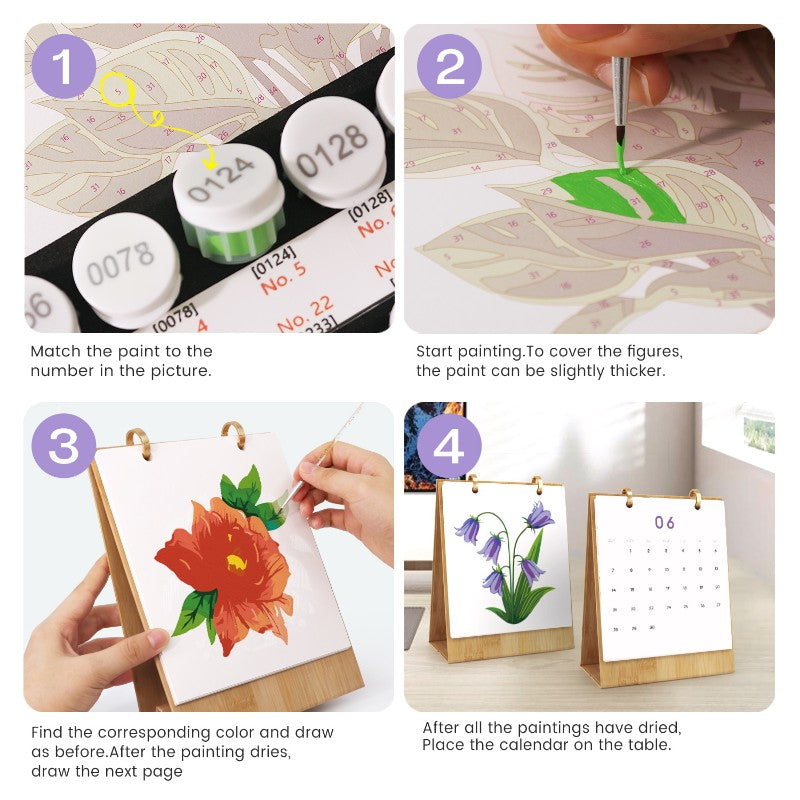 2026 Paint by Numbers desk Calendar | Flowers Edition
