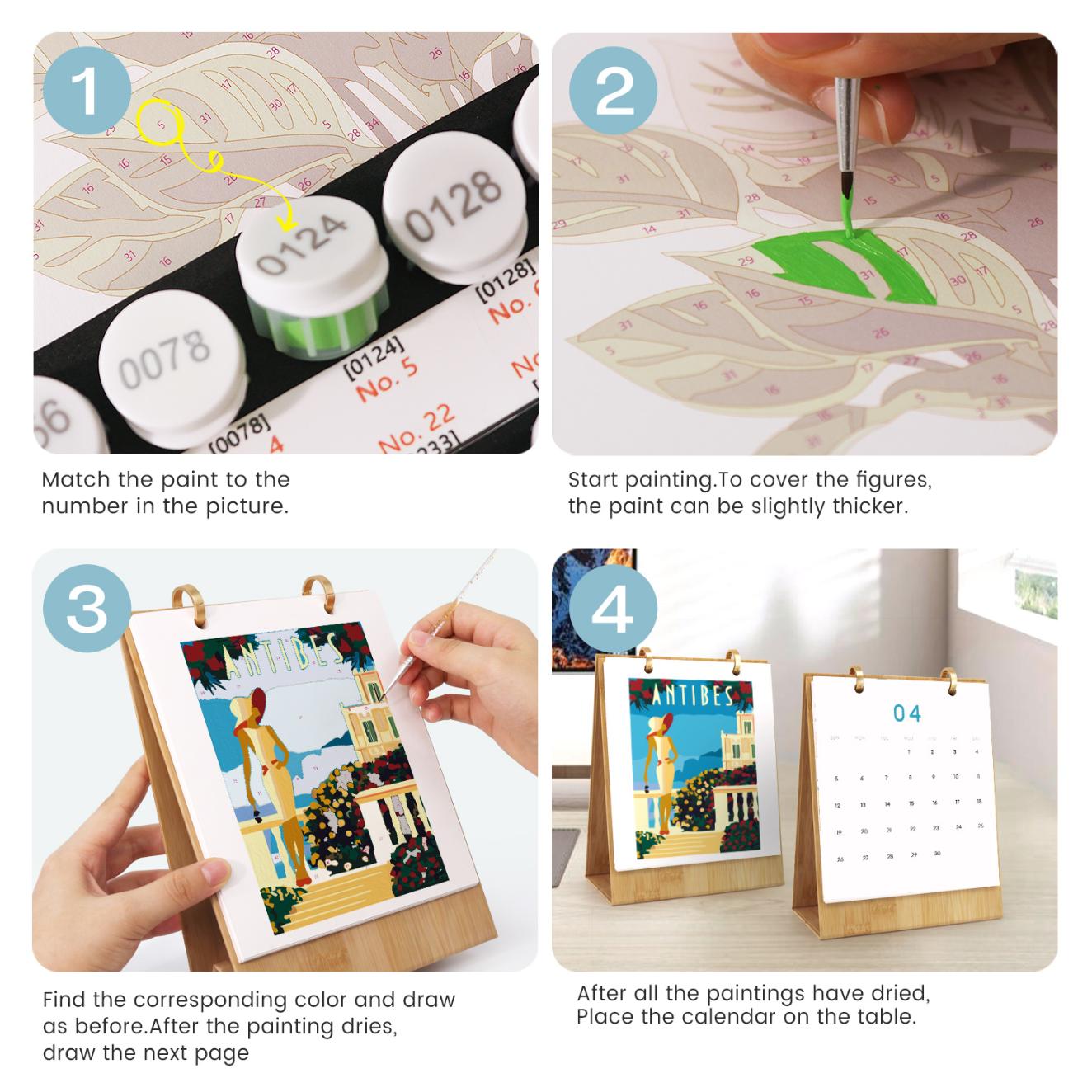 2026 Paint by Numbers desk Calendar | World trip Edition