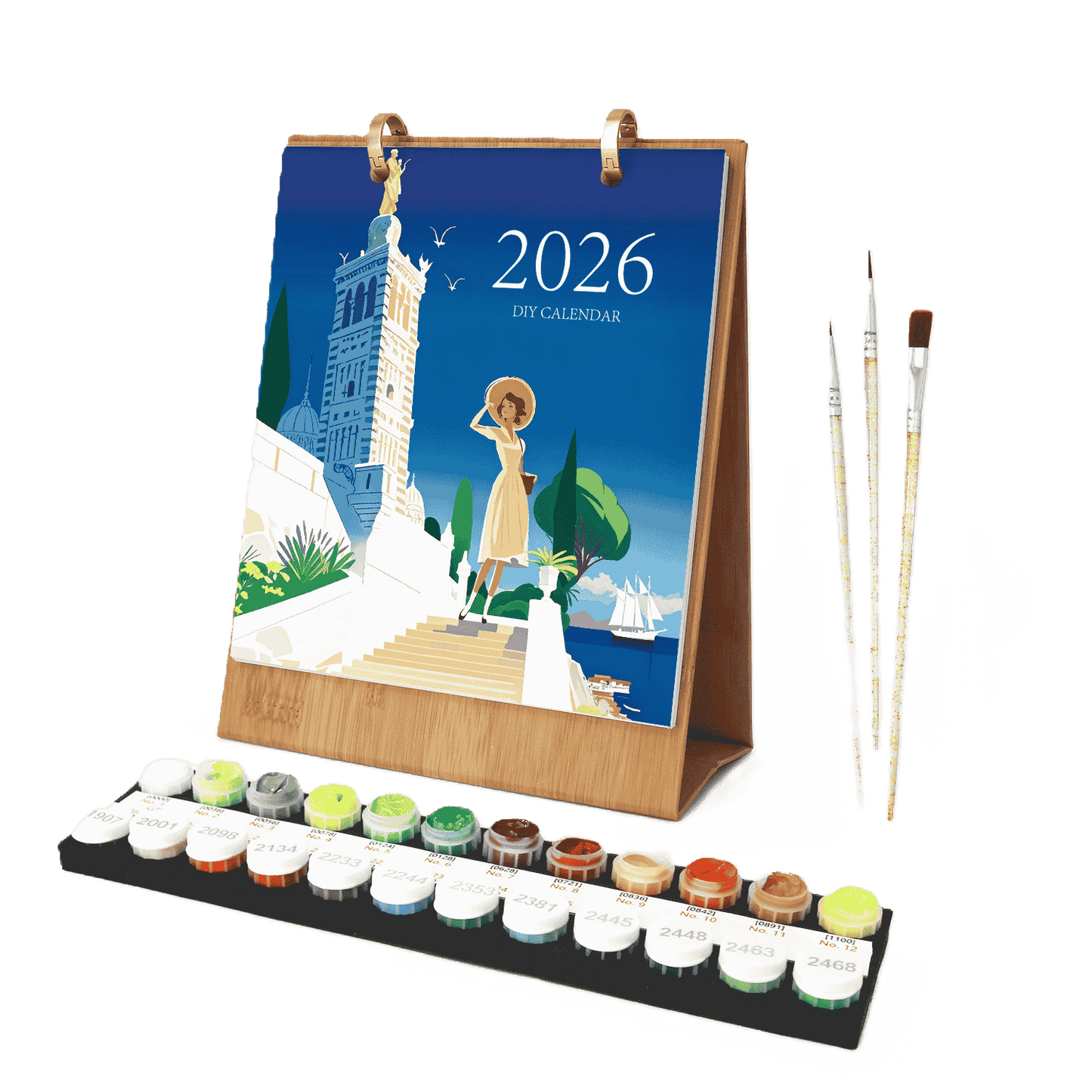 2026 Paint by Numbers desk Calendar | World trip Edition