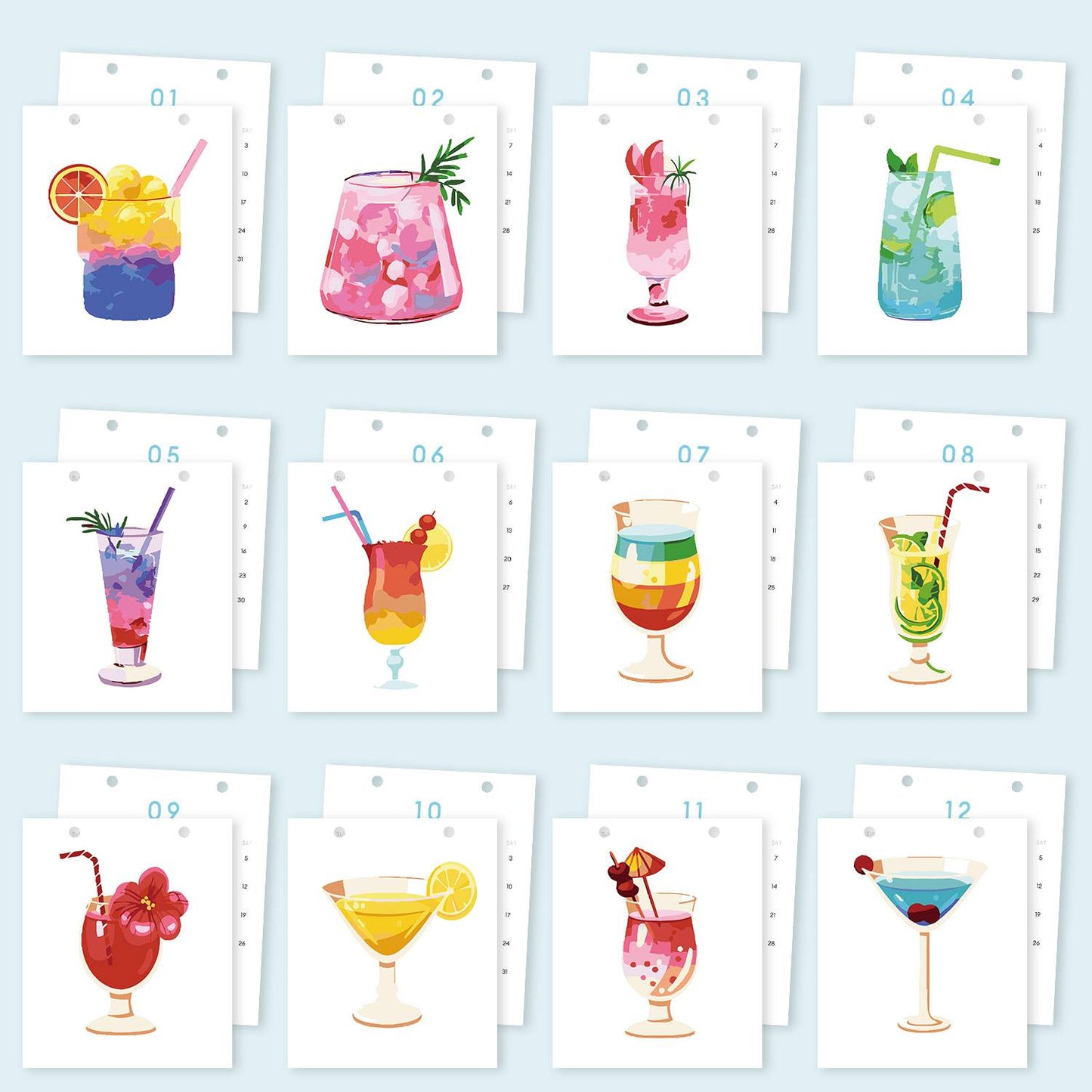 2026 Paint by Numbers desk Calendar | Cocktail Edition