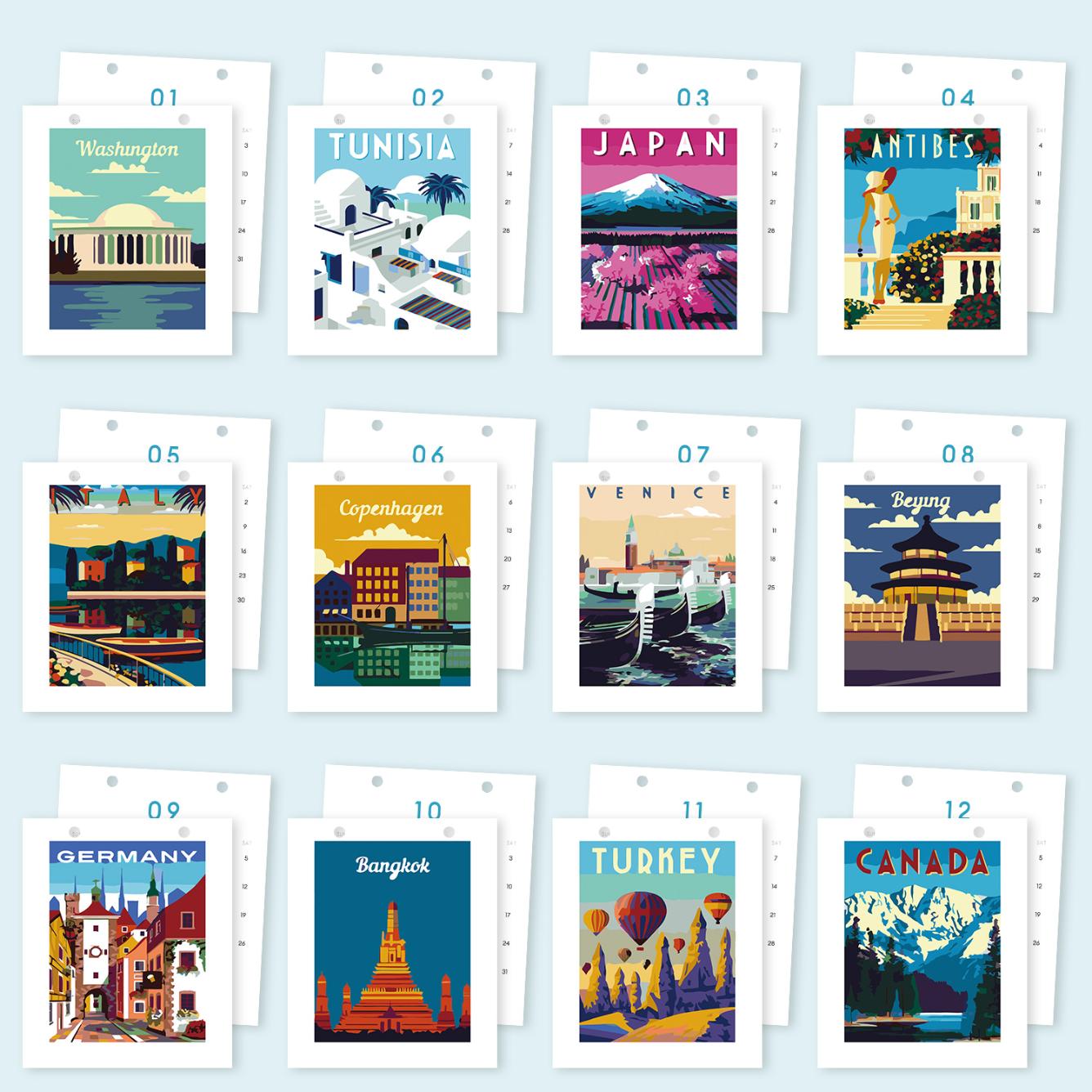 2026 Paint by Numbers desk Calendar | World trip Edition
