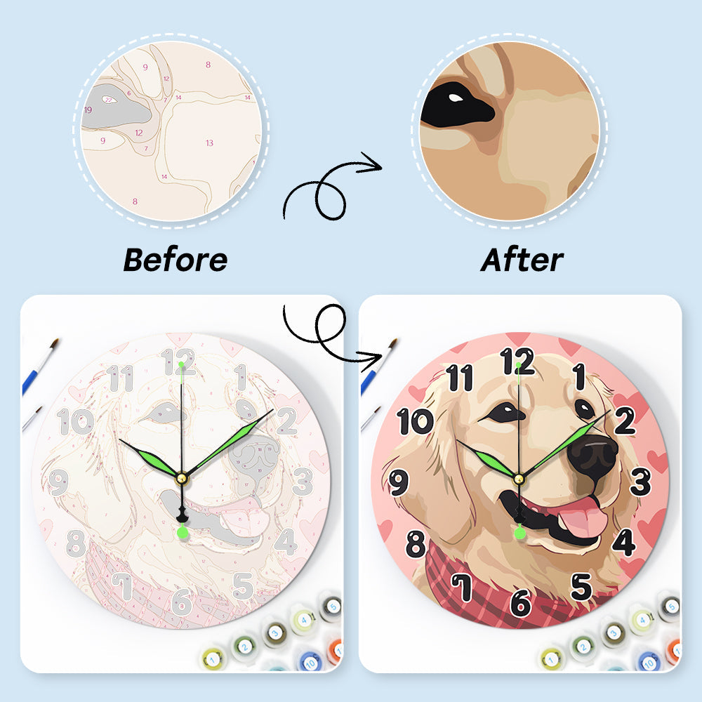 Painting by Numbers Clock – Sweet Dog