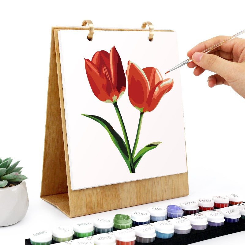2026 Paint by Numbers desk Calendar | Flowers Edition