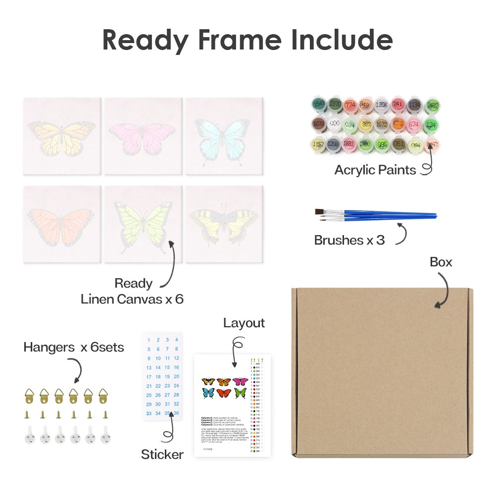 6 Mini Paintings | Butterfly Set
