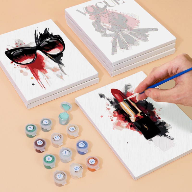 6 Mini Paintings - Red & Black glamour set