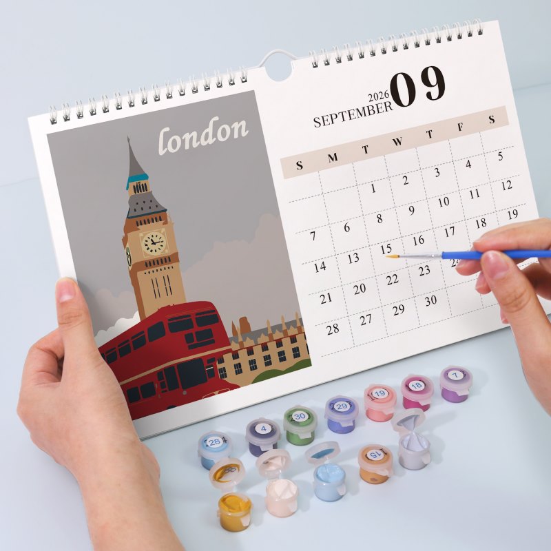 Paint by Numbers Calendar 2026 | Famous Landmarks Edition
