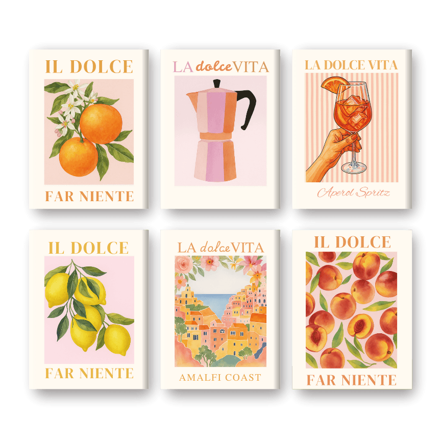 6 Mini Paintings - Italian ''Dolce Vita'' Set