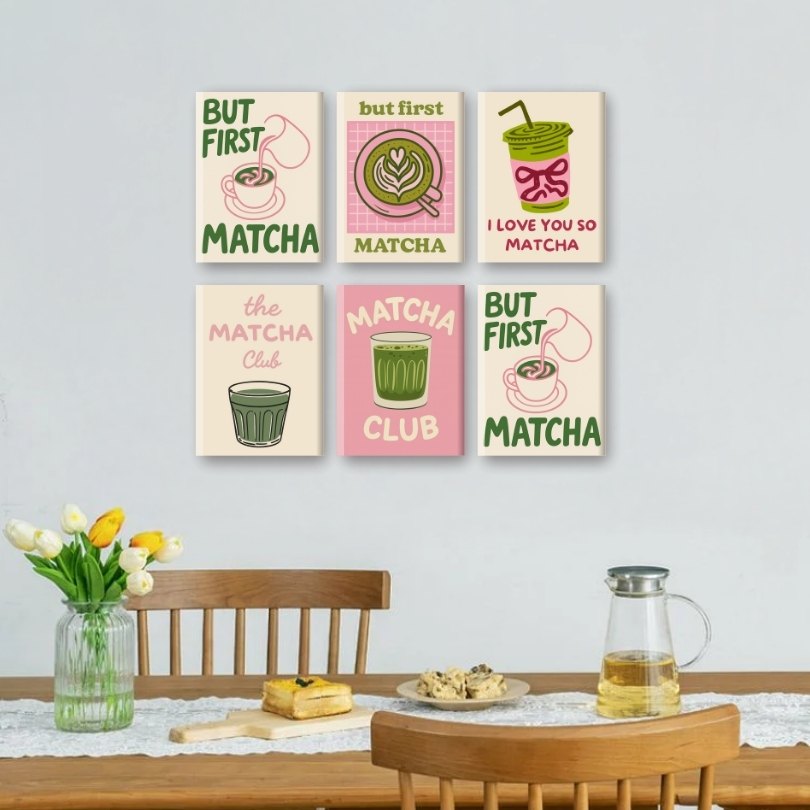 6 Mini Paintings - Matcha Set