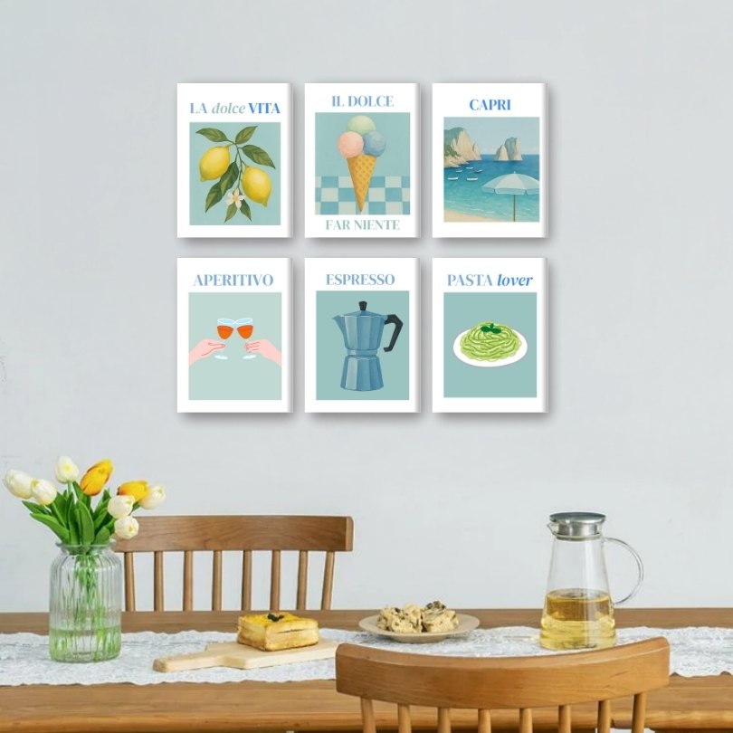6 Mini Paintings - The Taste of Italy Set