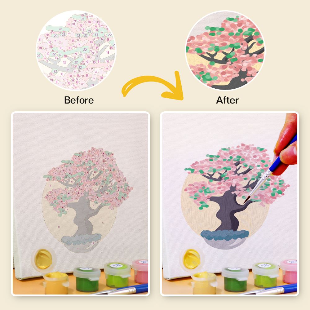 6 Mini Paintings - Colorful Trees Set