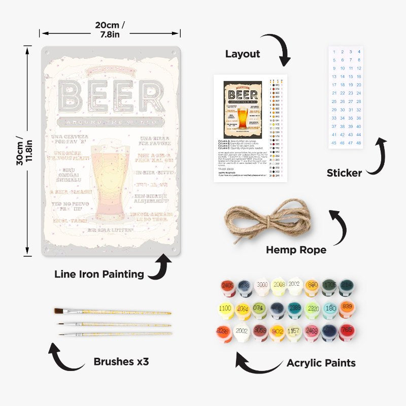 Metal Paint by Number Poster – Beer around the world