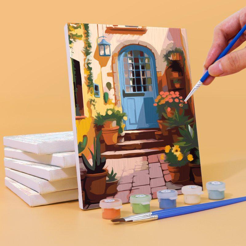 6 Mini Paintings - Colorful Doors Set