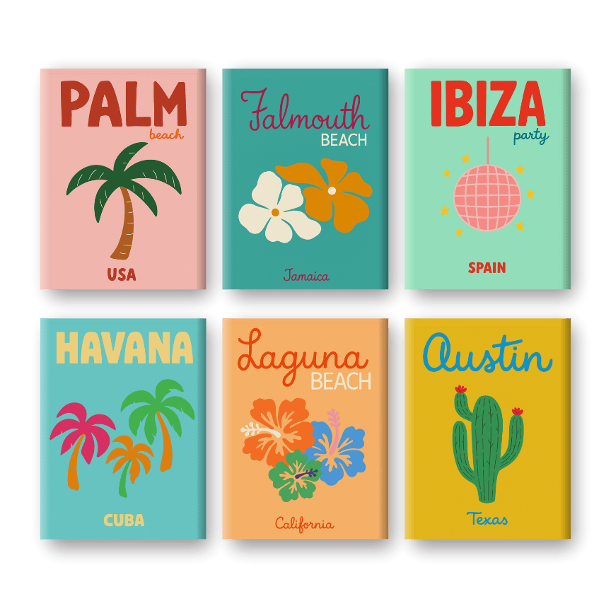 6 Mini Paintings - Beach & Summer Set