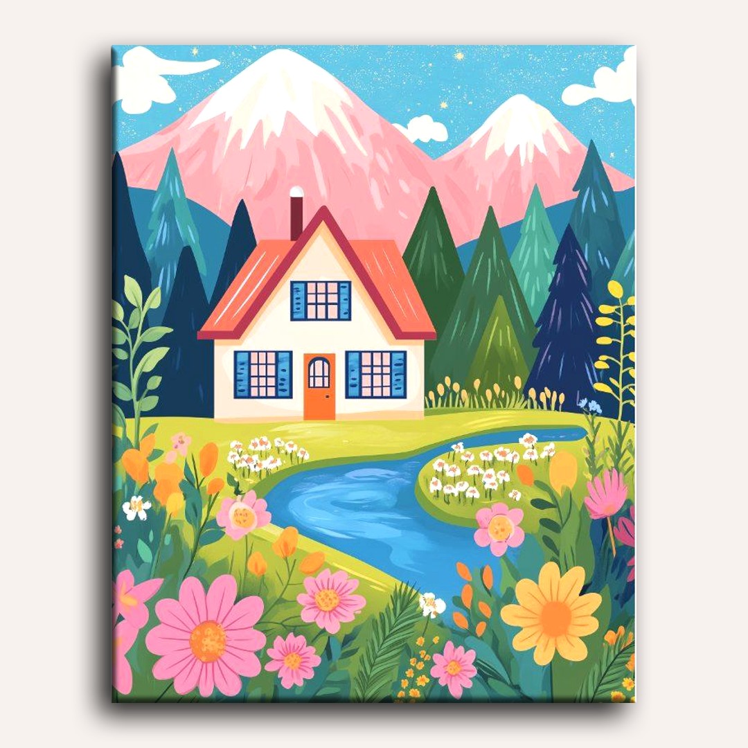 Colorful House in the Forest | Paint by Numbers