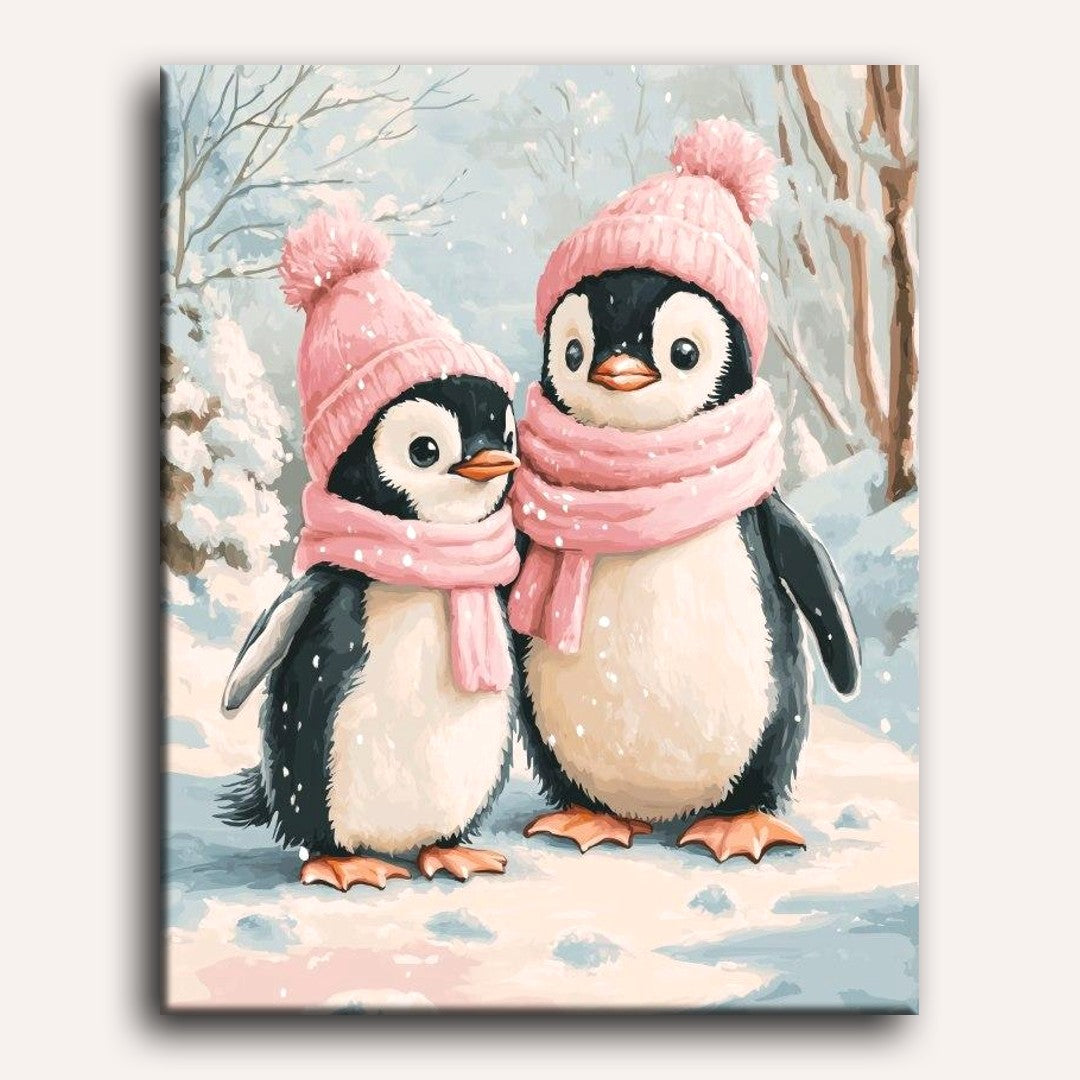 Penguins in the snow | Paint by Numbers