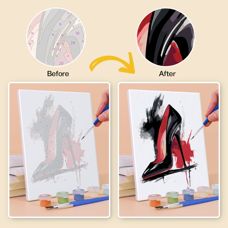 6 Mini Paintings - Red & Black glamour set