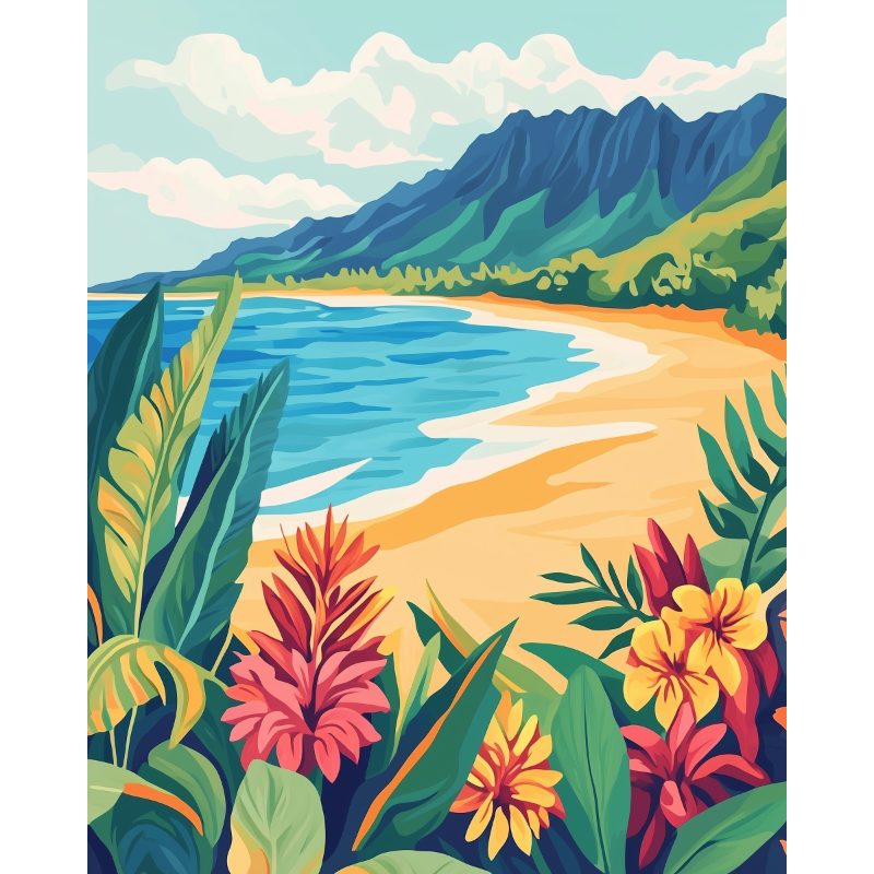 Colorful Beach Landscape | Paint by Numbers