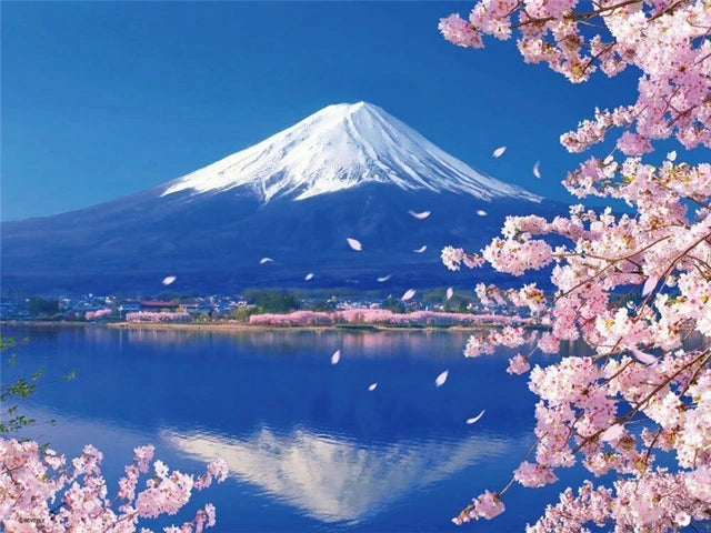 Scenic and Serene Landscape with Pink Trees - Paint by Numbers