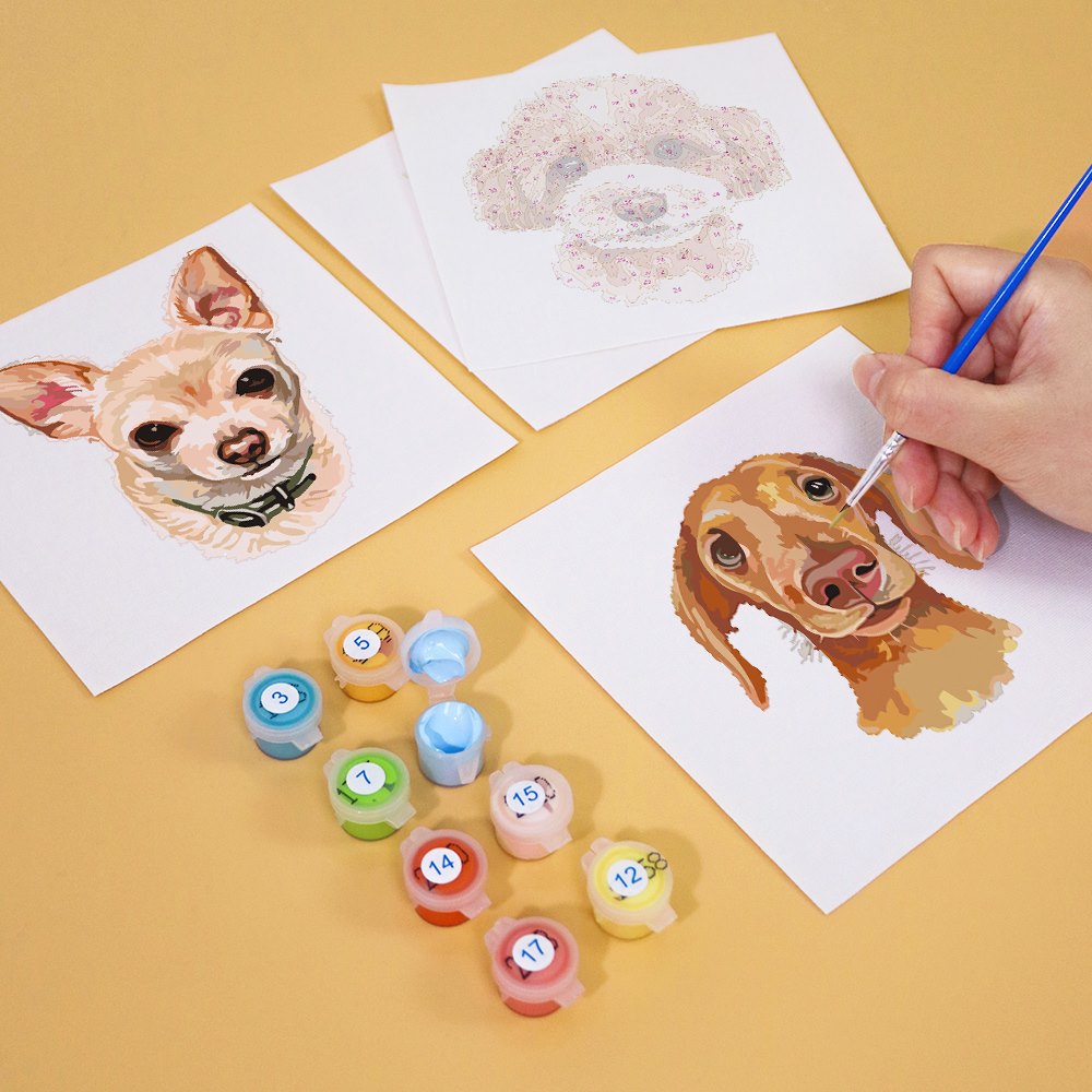Paint by Numbers - 6 Mini Paintings | Dogs Set