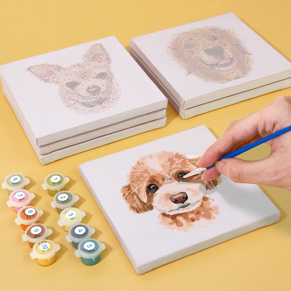 Paint by Numbers - 6 Mini Paintings | Dogs Set