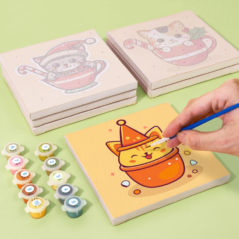 6 Mini Paintings - Christmas Cats
