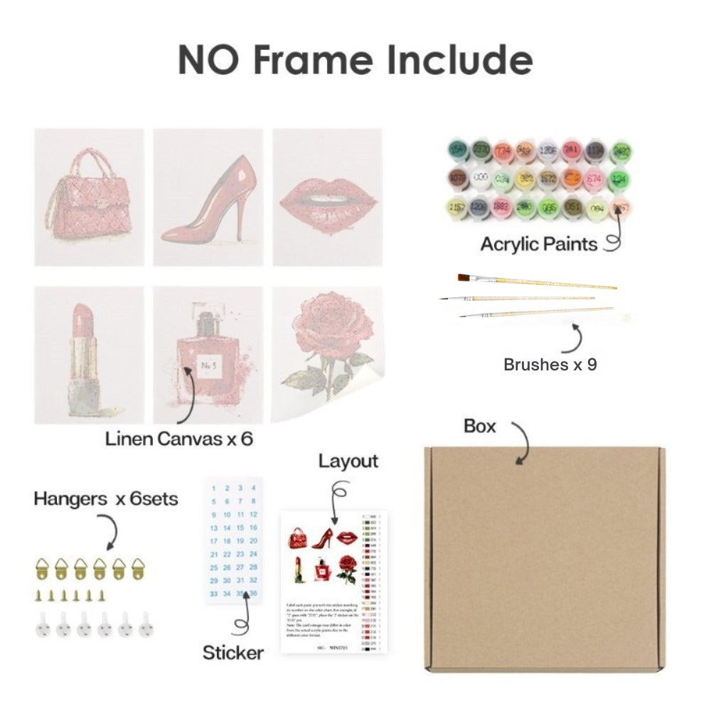 6 Mini Paintings - Red glamour set