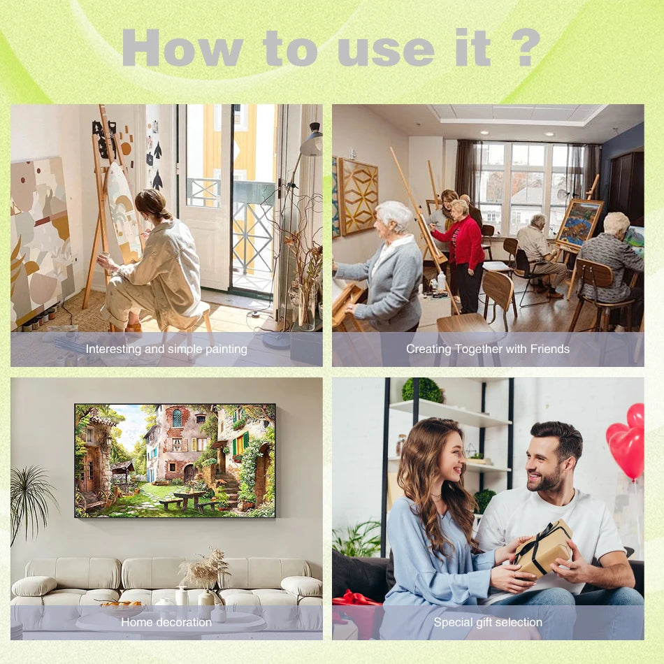 Courtyard and Rural Landscape – DIY Paint by Numbers Wall Art (Customizable by Paint)