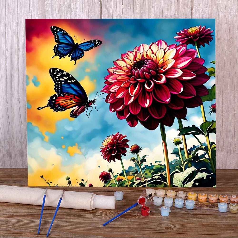 Butterfly & Flowers – Paint by Numbers
