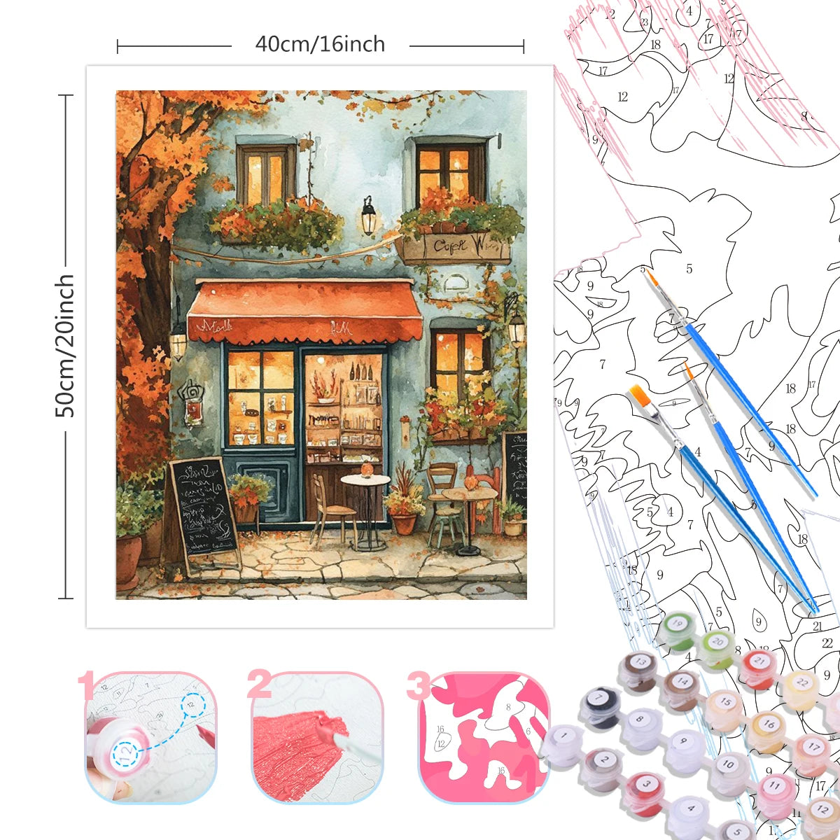 Girl Flower and House Landscape – DIY Paint by Numbers Wall Art (Customizable by Paint)