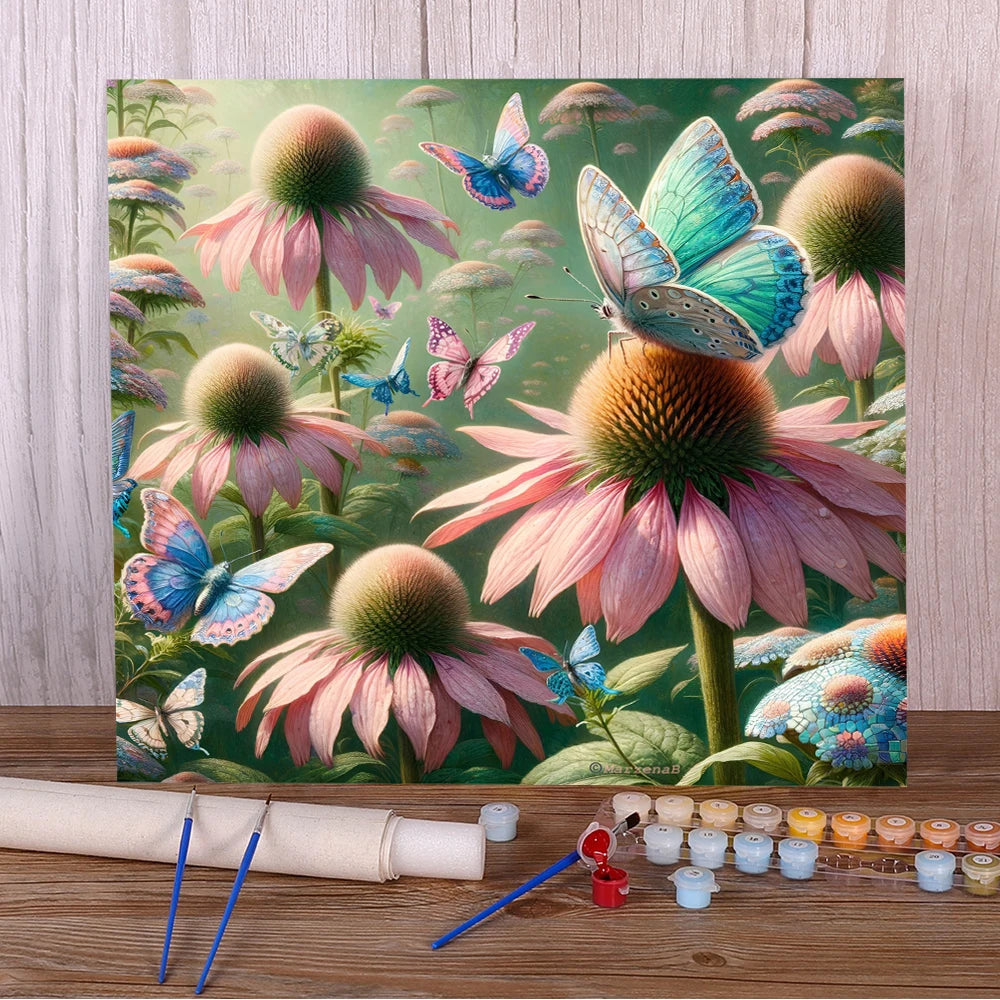 Butterfly & Flowers – Paint by Numbers
