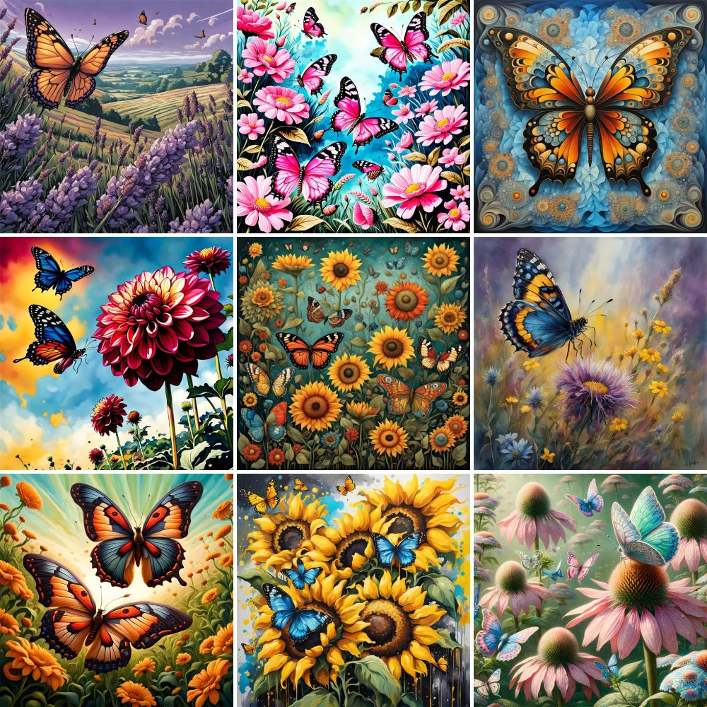 Butterfly & Flowers – Paint by Numbers