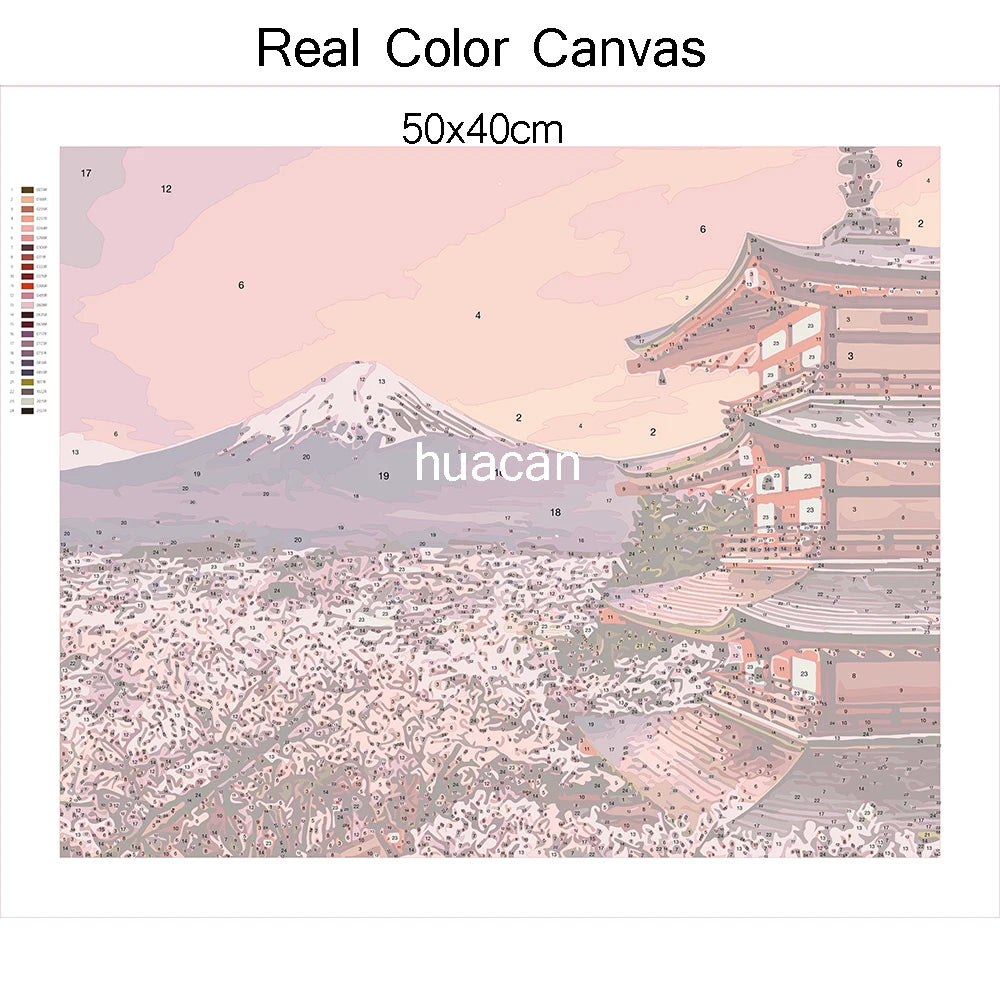 Scenic and Serene Landscape with Pink Trees - Paint by Numbers