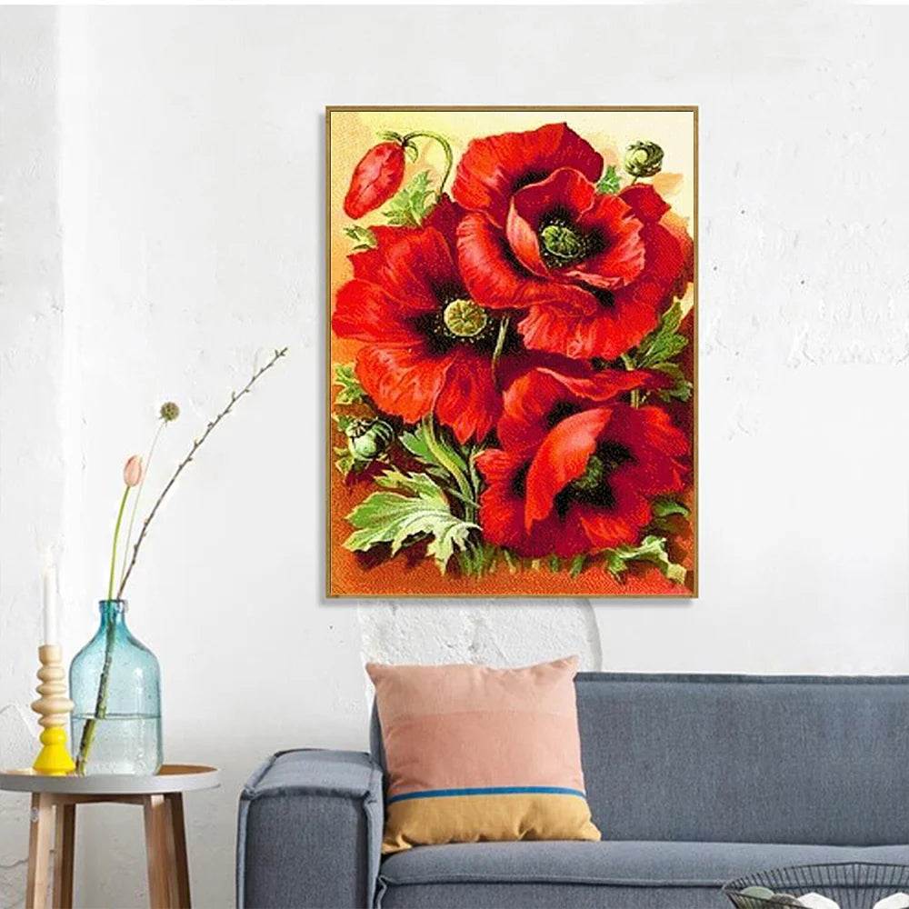 Poppy Flower Wall Art - Oil Painting by Numbers