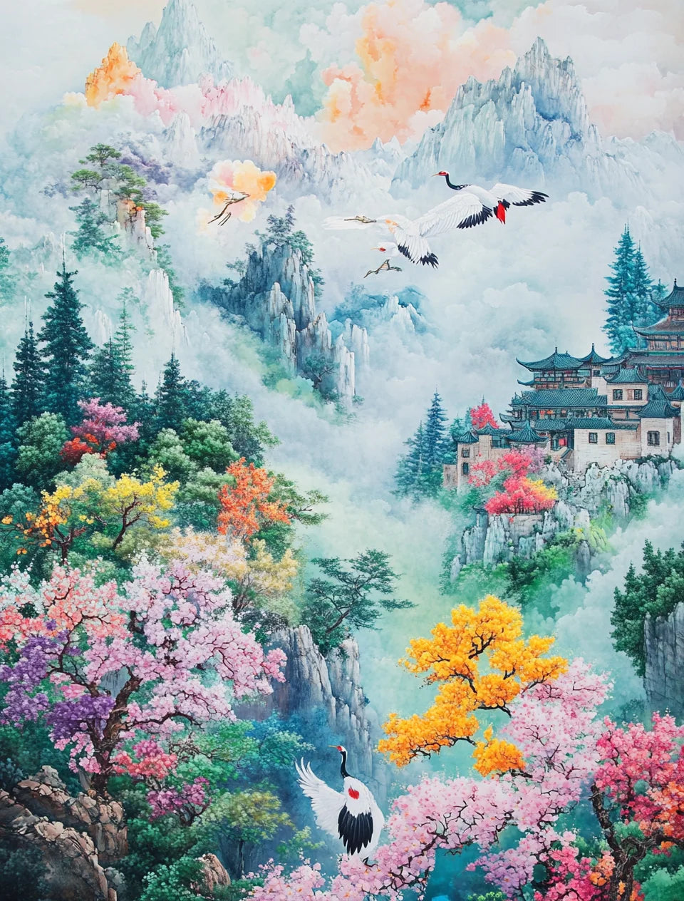 Sunset Landscape, Peaceful Paradise – DIY Framed Paint by Numbers Kit (Customizable by Paint)