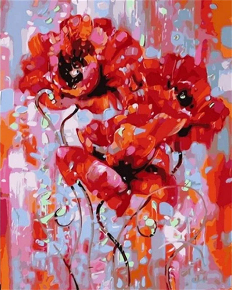 Poppy Flower Wall Art - Oil Painting by Numbers