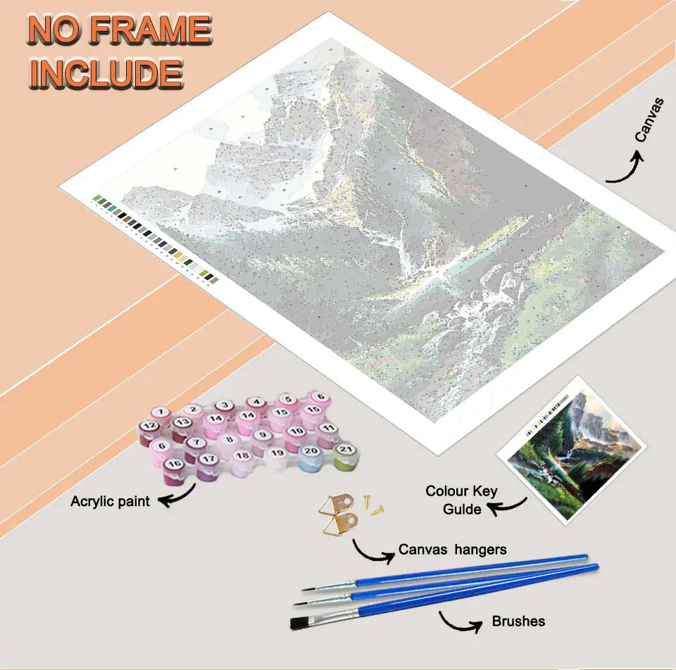 Scenic and Serene Landscape with Pink Trees - Paint by Numbers