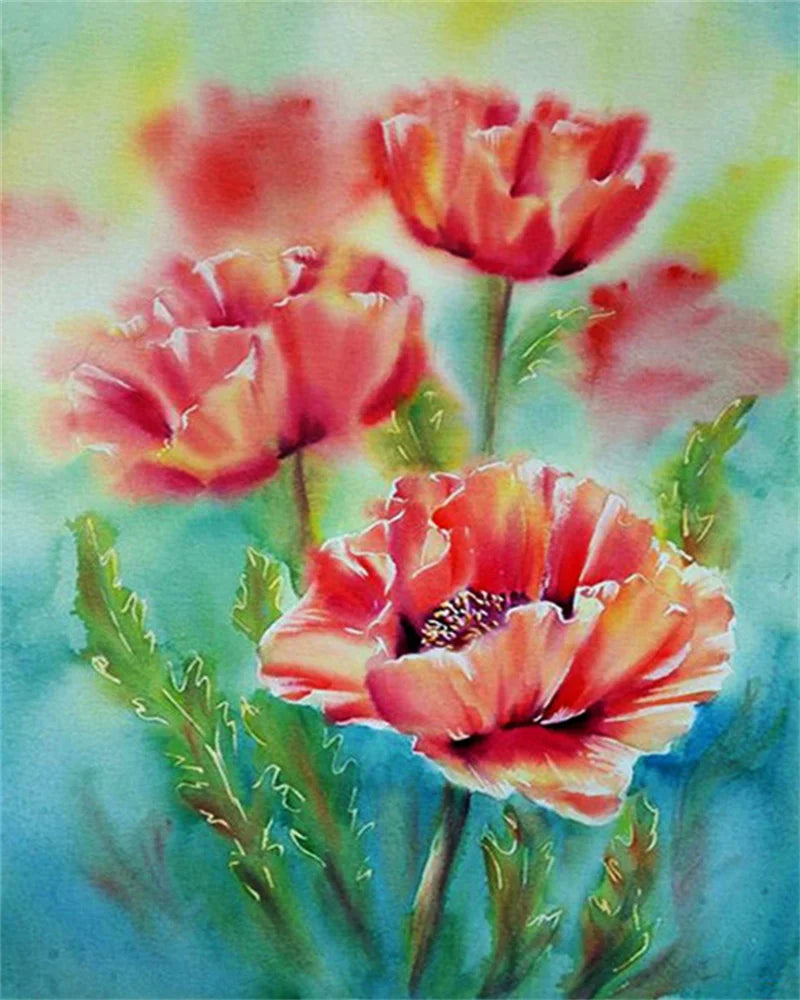 Poppy Flower Wall Art - Oil Painting by Numbers