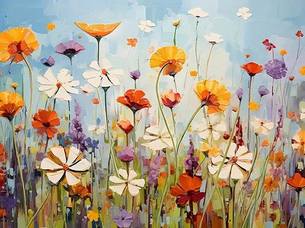 Daisy Flower Field Landscape - Paint by Numbers