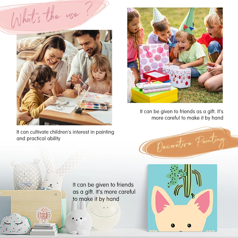 Cute Cartoon Animals - Paint By Numbers For Kids