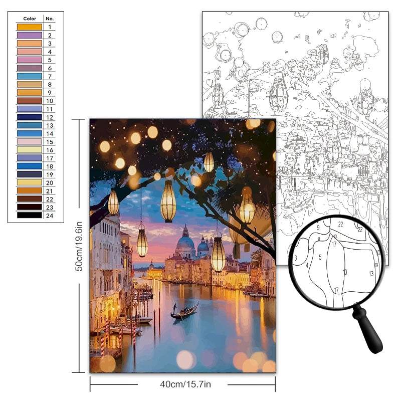 Scenery Paint by Numbers – 40x50cm Canvas Art (Customizable by Paint)