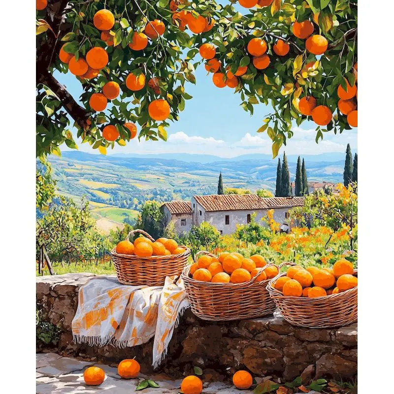 Flowers, Lemons & Landscape – DIY Framed Paint by Numbers Kit (Customizable by Paint)