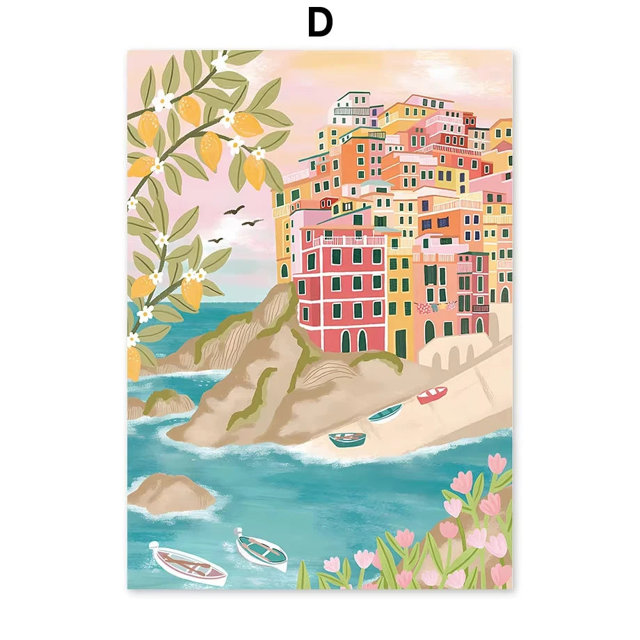 Santorini Lemon & Coffee Flowers & Landscape - Paint by Numbers