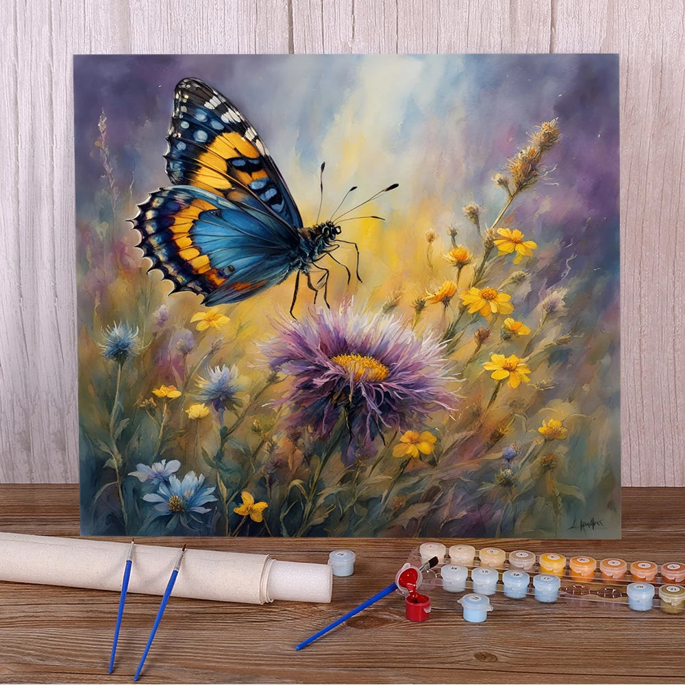 Butterfly & Flowers – Paint by Numbers