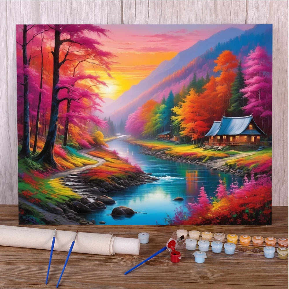 Landscape Fantasy Nature – DIY Paint by Numbers Canvas Kit (Customizable by Paint)